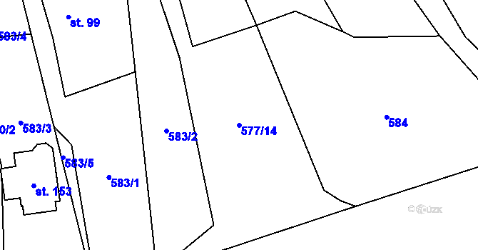 Parcela st. 577/14 v KÚ Bystřice nad Úhlavou, Katastrální mapa