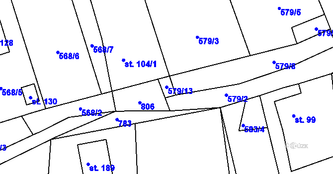 Parcela st. 579/13 v KÚ Bystřice nad Úhlavou, Katastrální mapa
