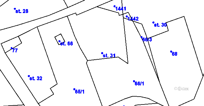Parcela st. 31 v KÚ Petrovice nad Úhlavou, Katastrální mapa