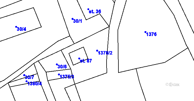 Parcela st. 1378/2 v KÚ Petrovice nad Úhlavou, Katastrální mapa