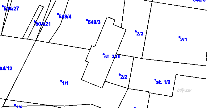 Parcela st. 331 v KÚ Starý Láz, Katastrální mapa