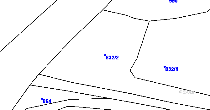 Parcela st. 832/2 v KÚ Starý Láz, Katastrální mapa