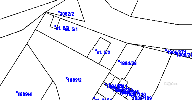 Parcela st. 5/2 v KÚ Bystřice pod Hostýnem, Katastrální mapa