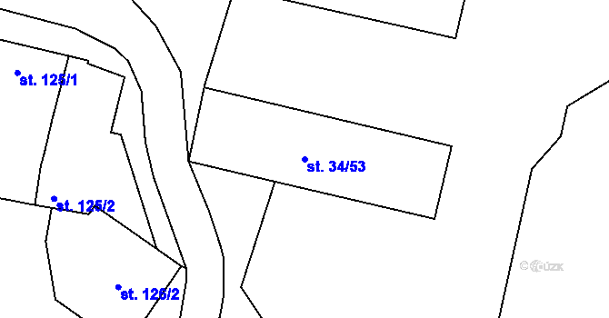 Parcela st. 34/53 v KÚ Bystřice pod Hostýnem, Katastrální mapa