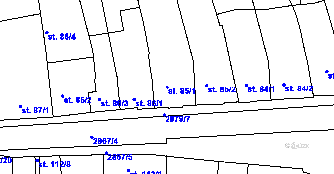 Parcela st. 85/1 v KÚ Bystřice pod Hostýnem, Katastrální mapa