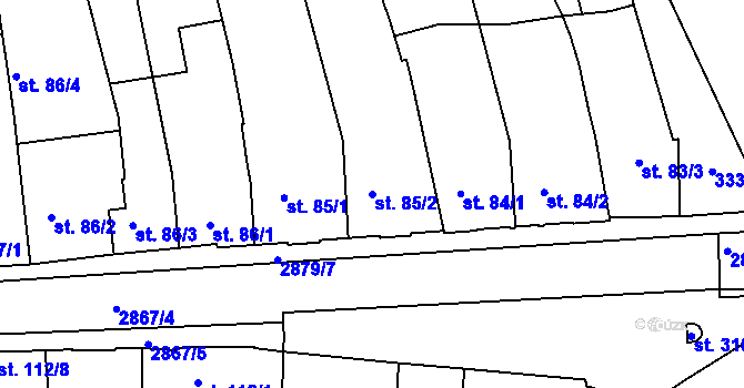 Parcela st. 85/2 v KÚ Bystřice pod Hostýnem, Katastrální mapa