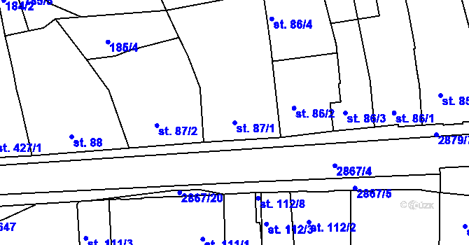 Parcela st. 87/1 v KÚ Bystřice pod Hostýnem, Katastrální mapa