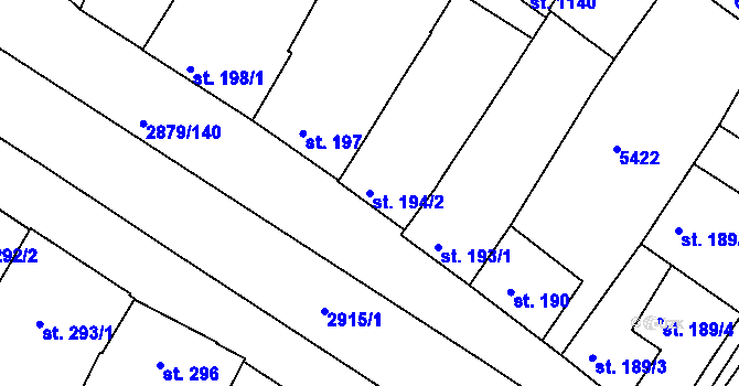 Parcela st. 194/2 v KÚ Bystřice pod Hostýnem, Katastrální mapa