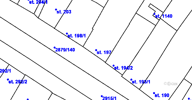Parcela st. 197 v KÚ Bystřice pod Hostýnem, Katastrální mapa
