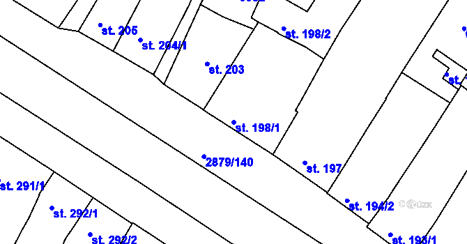 Parcela st. 198/1 v KÚ Bystřice pod Hostýnem, Katastrální mapa