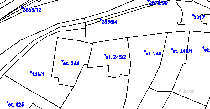 Parcela st. 245/2 v KÚ Bystřice pod Hostýnem, Katastrální mapa