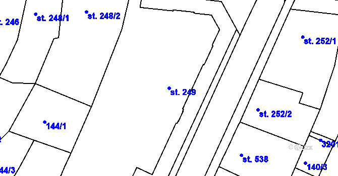 Parcela st. 249 v KÚ Bystřice pod Hostýnem, Katastrální mapa