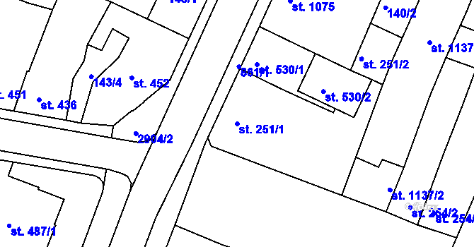 Parcela st. 251/1 v KÚ Bystřice pod Hostýnem, Katastrální mapa