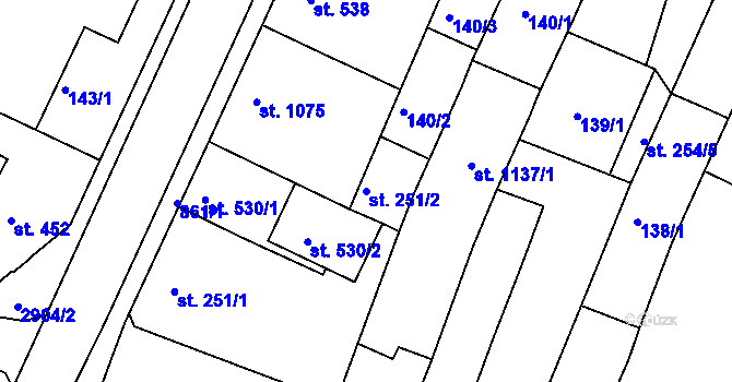 Parcela st. 251/2 v KÚ Bystřice pod Hostýnem, Katastrální mapa
