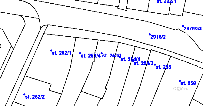 Parcela st. 253/1 v KÚ Bystřice pod Hostýnem, Katastrální mapa