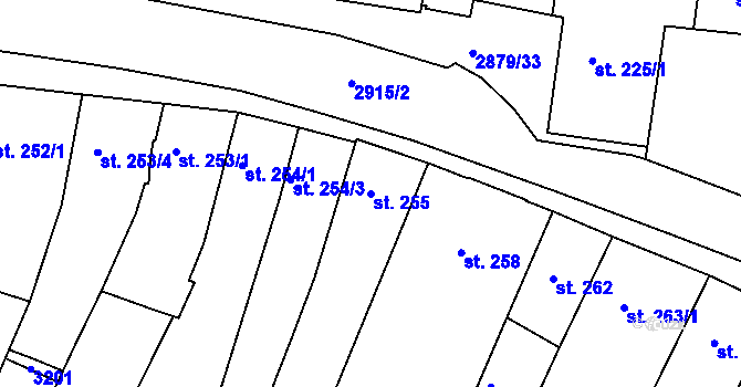 Parcela st. 255 v KÚ Bystřice pod Hostýnem, Katastrální mapa