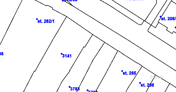 Parcela st. 284/1 v KÚ Bystřice pod Hostýnem, Katastrální mapa
