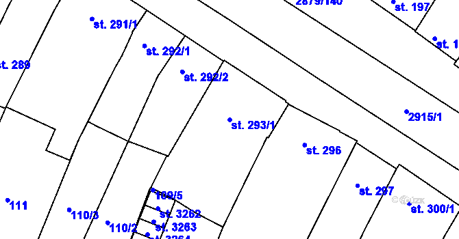Parcela st. 293/1 v KÚ Bystřice pod Hostýnem, Katastrální mapa