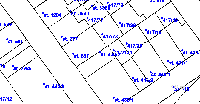 Parcela st. 430/2 v KÚ Bystřice pod Hostýnem, Katastrální mapa