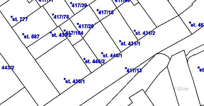 Parcela st. 446/1 v KÚ Bystřice pod Hostýnem, Katastrální mapa