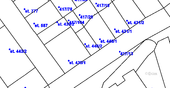 Parcela st. 446/2 v KÚ Bystřice pod Hostýnem, Katastrální mapa