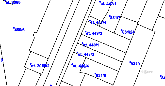 Parcela st. 448/1 v KÚ Bystřice pod Hostýnem, Katastrální mapa