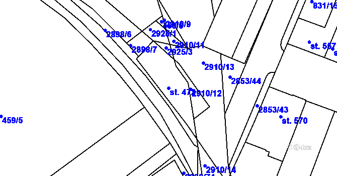 Parcela st. 472 v KÚ Bystřice pod Hostýnem, Katastrální mapa