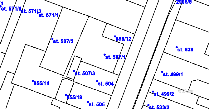 Parcela st. 507/1 v KÚ Bystřice pod Hostýnem, Katastrální mapa