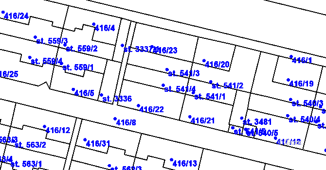 Parcela st. 541/4 v KÚ Bystřice pod Hostýnem, Katastrální mapa