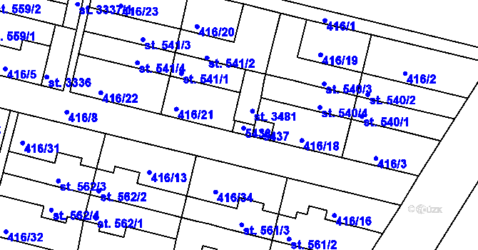 Parcela st. 541/5 v KÚ Bystřice pod Hostýnem, Katastrální mapa