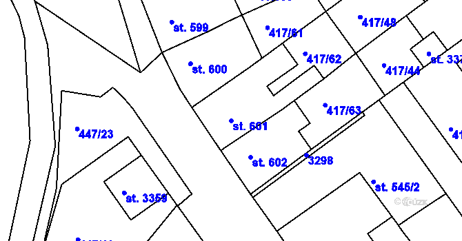 Parcela st. 601 v KÚ Bystřice pod Hostýnem, Katastrální mapa