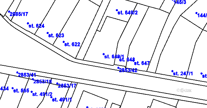 Parcela st. 649/1 v KÚ Bystřice pod Hostýnem, Katastrální mapa