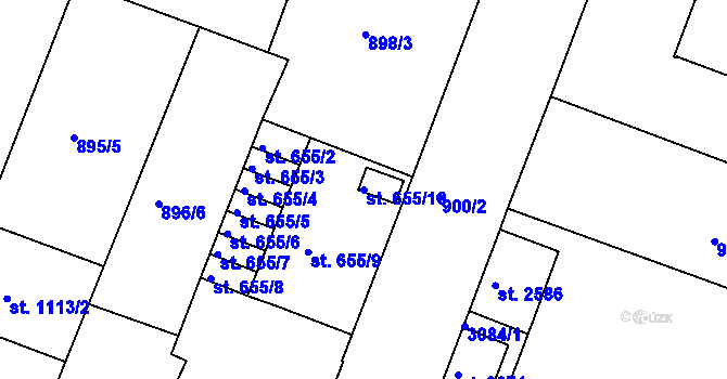 Parcela st. 655/10 v KÚ Bystřice pod Hostýnem, Katastrální mapa
