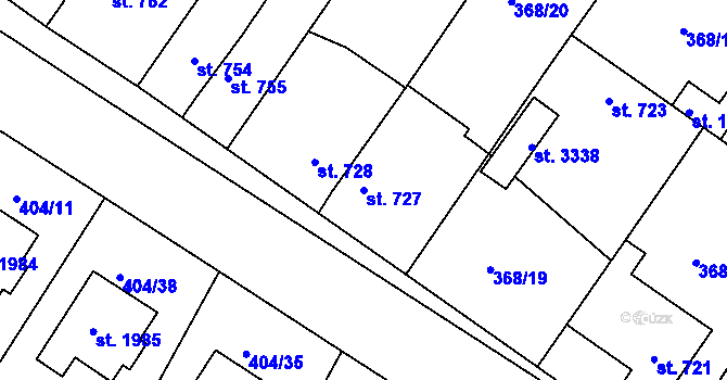 Parcela st. 727 v KÚ Bystřice pod Hostýnem, Katastrální mapa