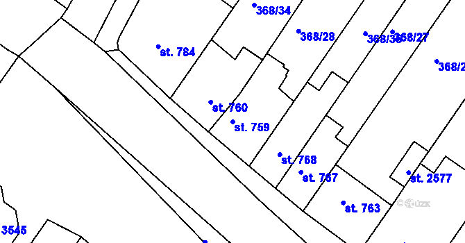 Parcela st. 759 v KÚ Bystřice pod Hostýnem, Katastrální mapa