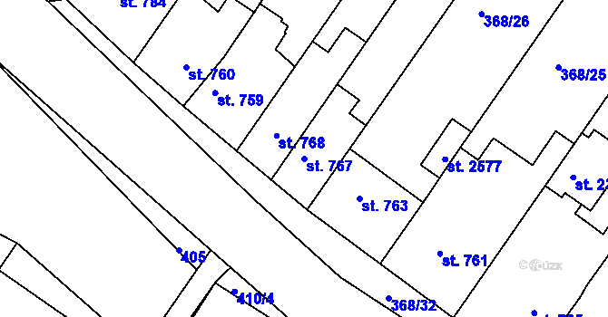 Parcela st. 767 v KÚ Bystřice pod Hostýnem, Katastrální mapa