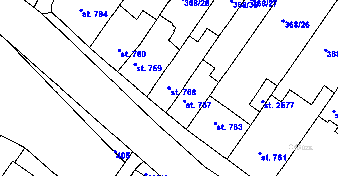 Parcela st. 768 v KÚ Bystřice pod Hostýnem, Katastrální mapa