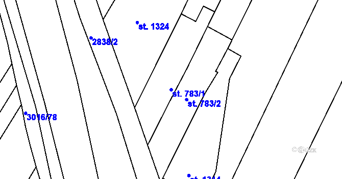 Parcela st. 783/1 v KÚ Bystřice pod Hostýnem, Katastrální mapa