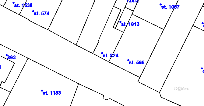 Parcela st. 824 v KÚ Bystřice pod Hostýnem, Katastrální mapa