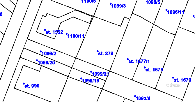 Parcela st. 878 v KÚ Bystřice pod Hostýnem, Katastrální mapa