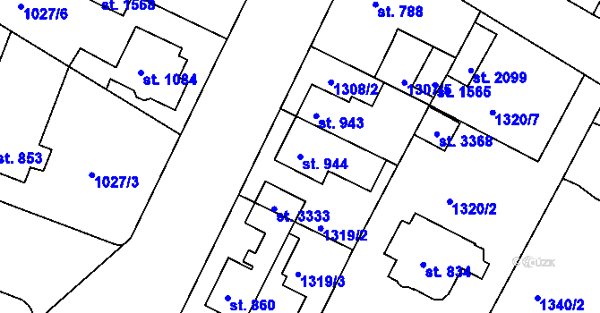 Parcela st. 944 v KÚ Bystřice pod Hostýnem, Katastrální mapa