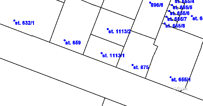 Parcela st. 1113/1 v KÚ Bystřice pod Hostýnem, Katastrální mapa