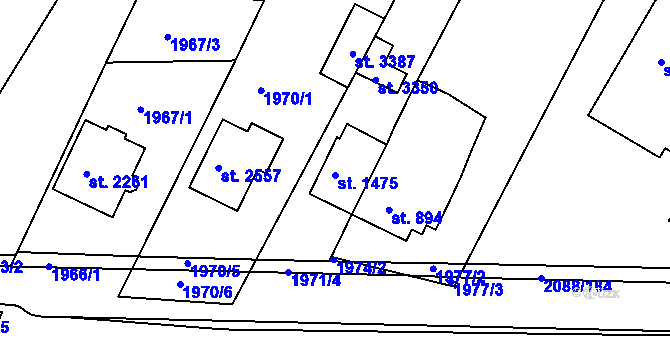 Parcela st. 1475 v KÚ Bystřice pod Hostýnem, Katastrální mapa