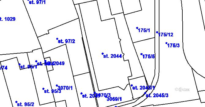 Parcela st. 2044 v KÚ Bystřice pod Hostýnem, Katastrální mapa