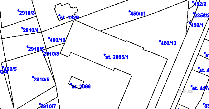Parcela st. 2065/1 v KÚ Bystřice pod Hostýnem, Katastrální mapa