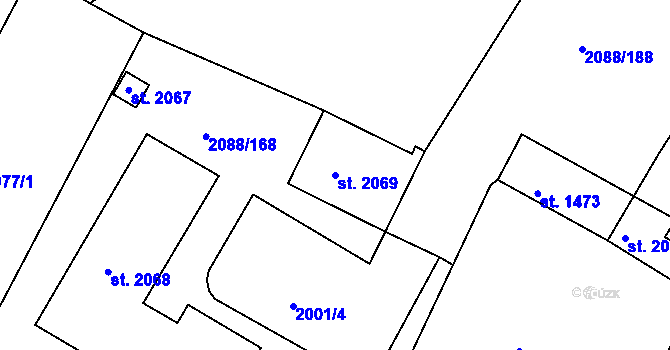 Parcela st. 2069 v KÚ Bystřice pod Hostýnem, Katastrální mapa