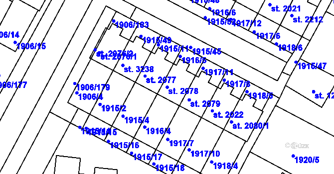 Parcela st. 2078 v KÚ Bystřice pod Hostýnem, Katastrální mapa