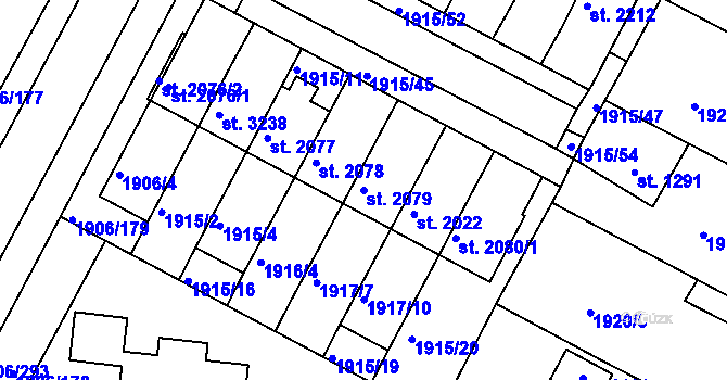 Parcela st. 2079 v KÚ Bystřice pod Hostýnem, Katastrální mapa