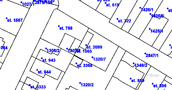 Parcela st. 2099 v KÚ Bystřice pod Hostýnem, Katastrální mapa