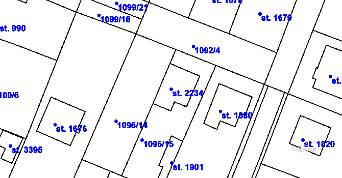 Parcela st. 2234 v KÚ Bystřice pod Hostýnem, Katastrální mapa
